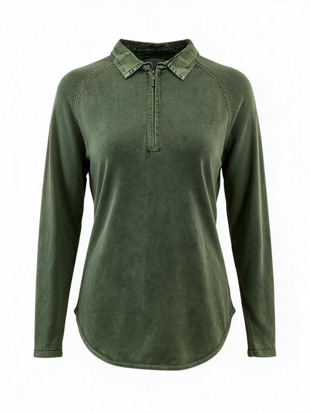 PBJ Blues Womens 1/4 Zip Sweater Tunic Pullover Forest Green Collared Size Large